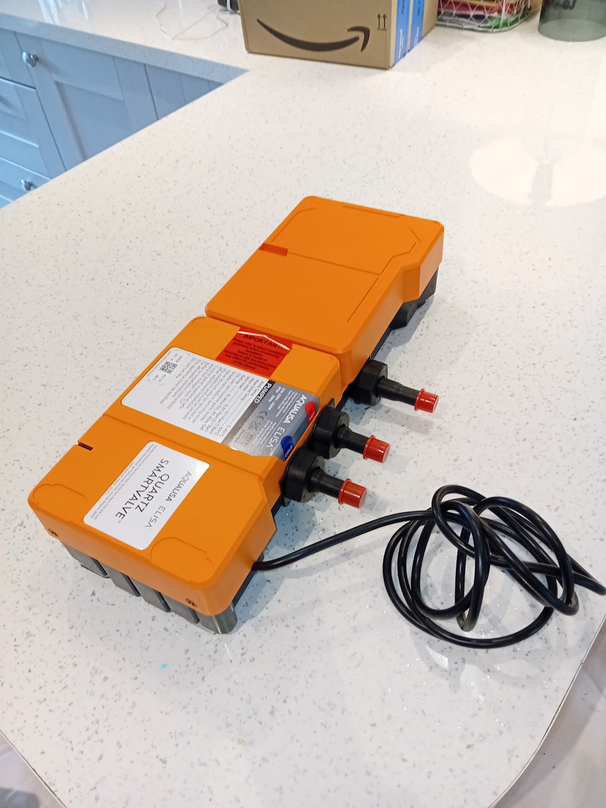 Aqualisa Quartz Elisa smart valve unit on kitchen worktop